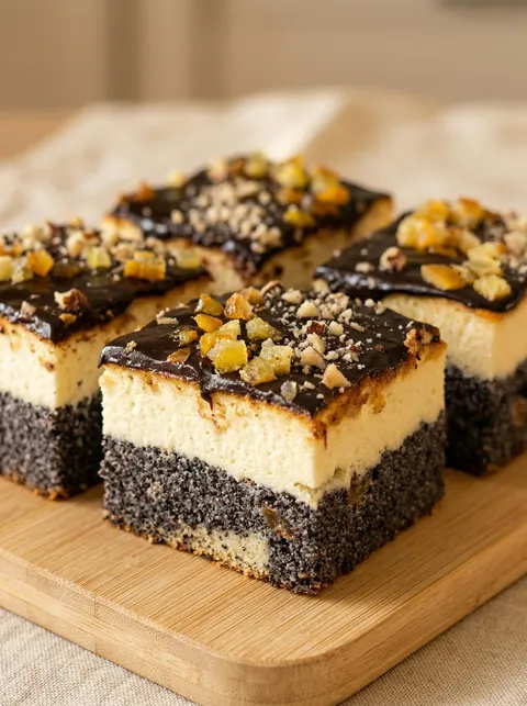 A slice of chocolate cake with nuts on top.