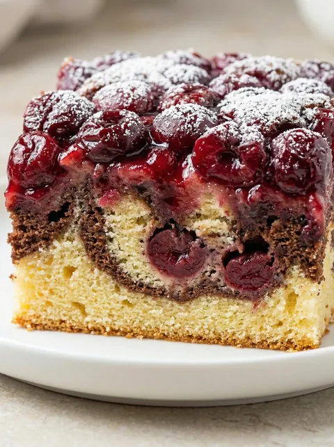 A slice of cake with berries on top.