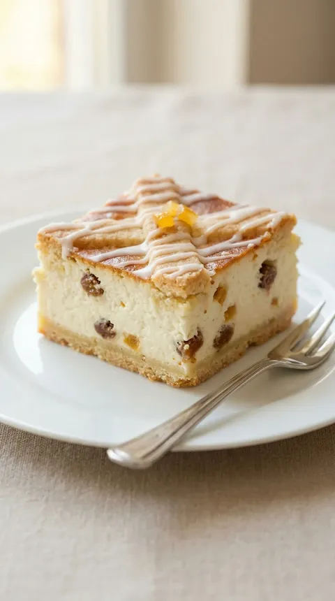 A slice of cake with a cross on top.