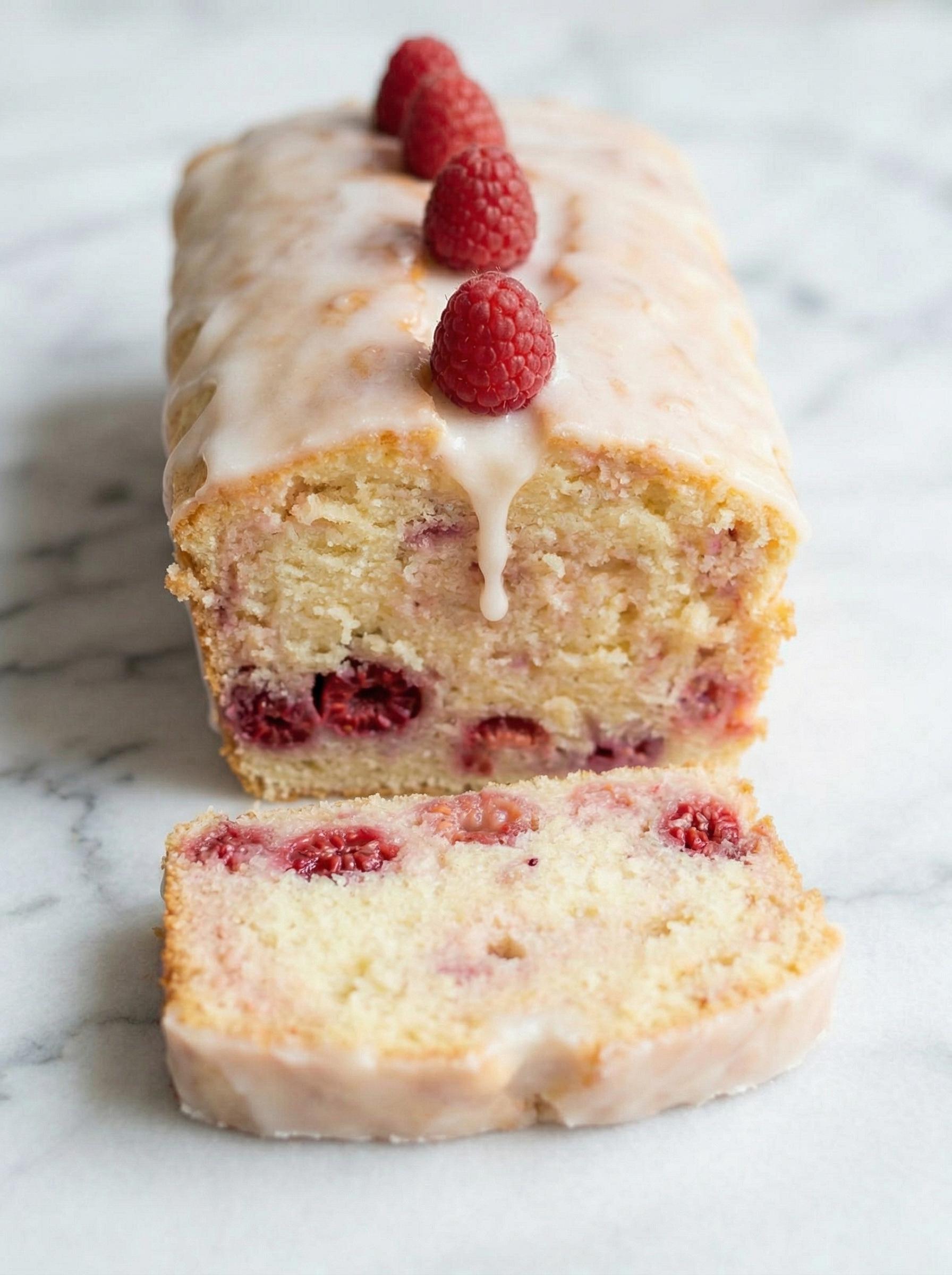 A slice of Babka waniliowo - malinowa na kefirze.