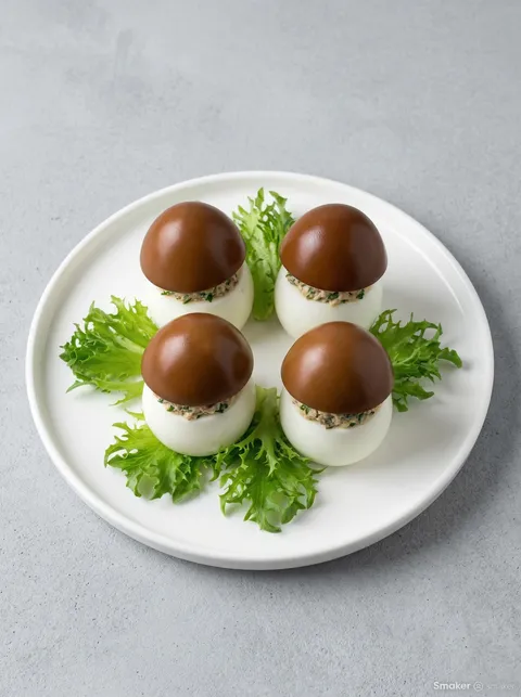 A plate of food with four pieces of food on it.