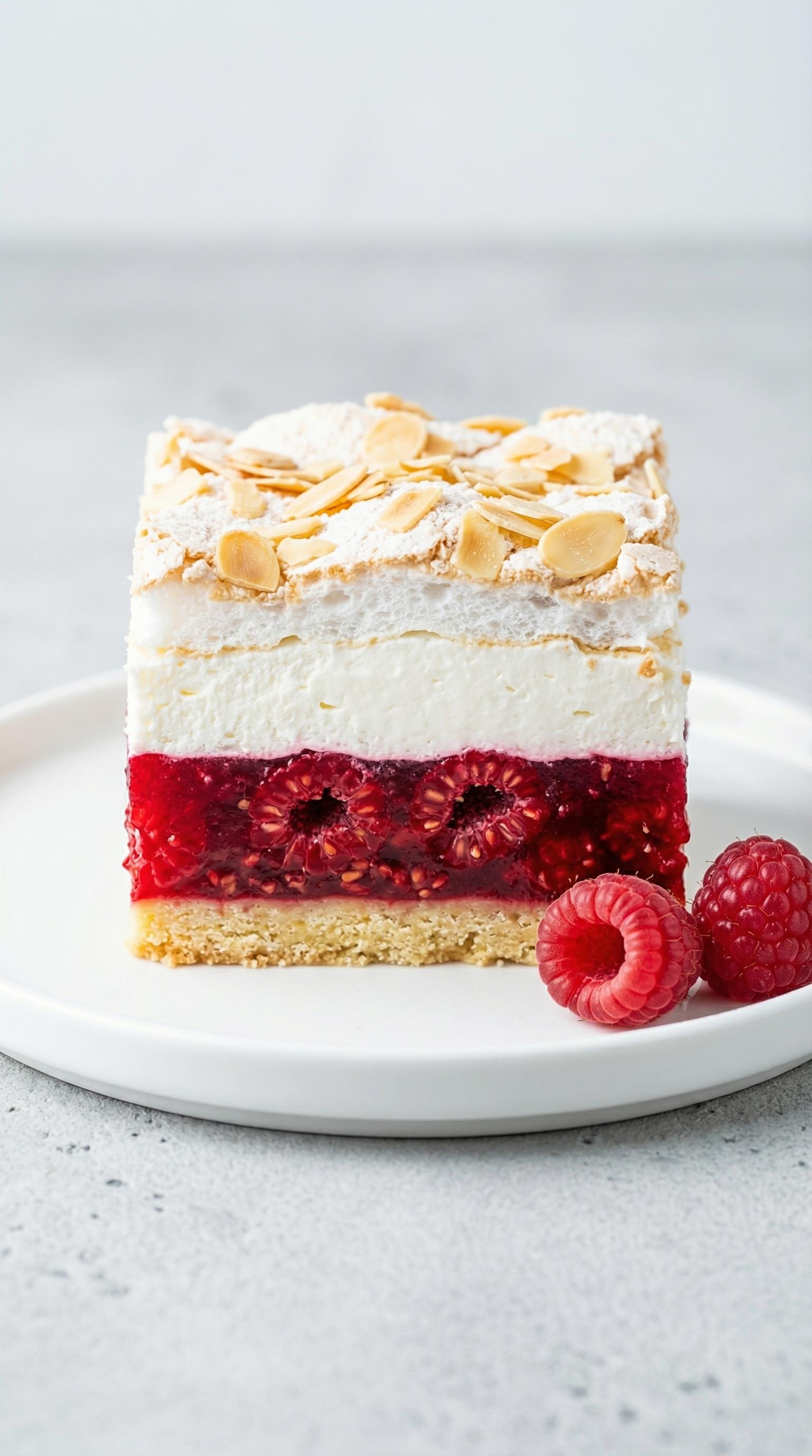 A slice of Malinowa chmurka cake.