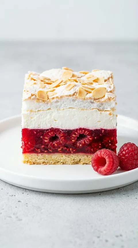 A slice of Malinowa chmurka cake.