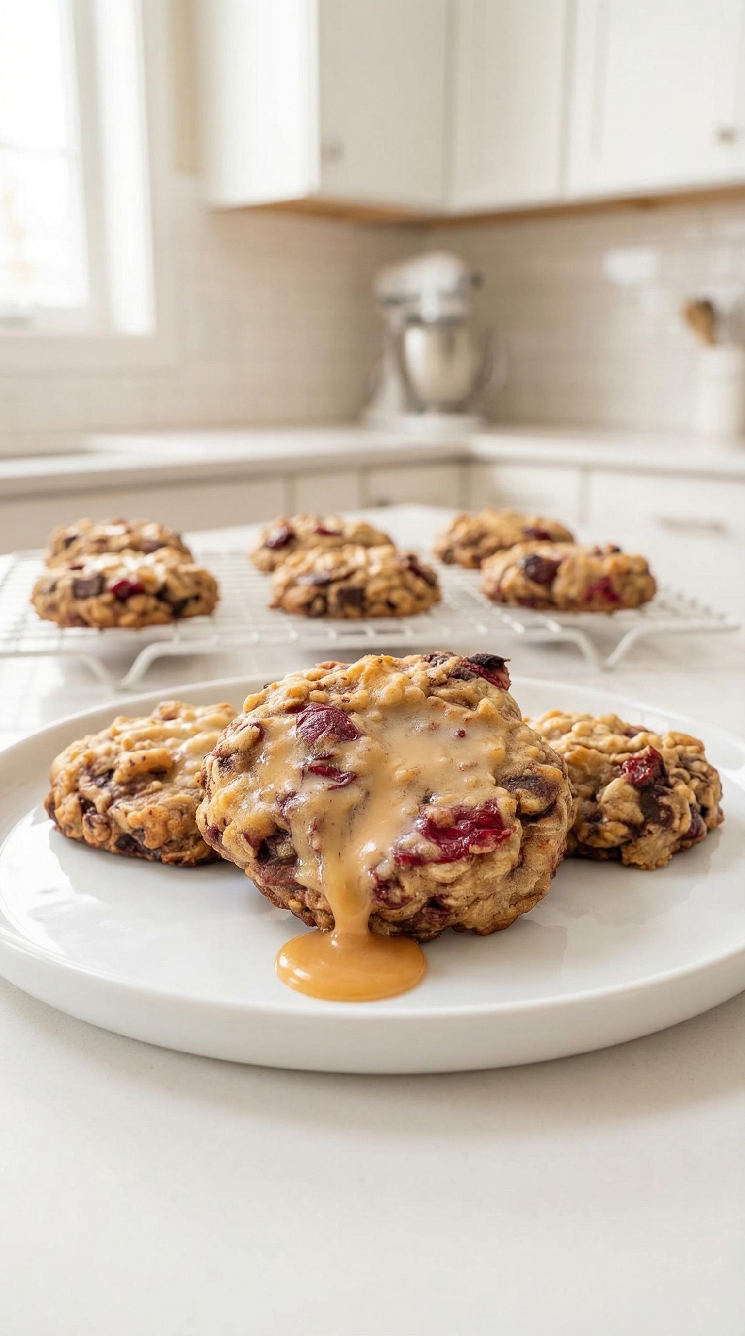A plate of cookies with a white plate.