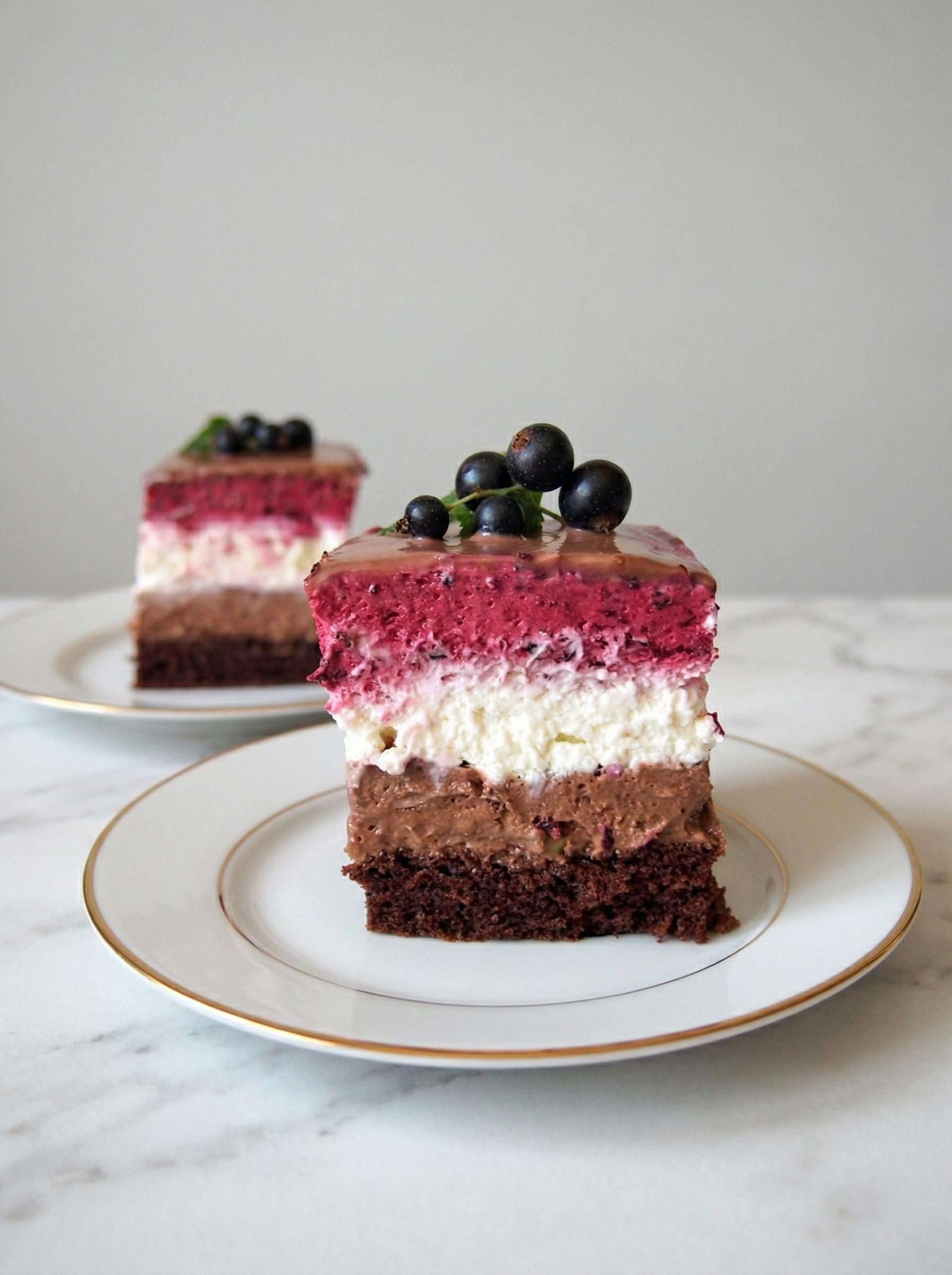 A slice of Kostka porzeczkowa cake.