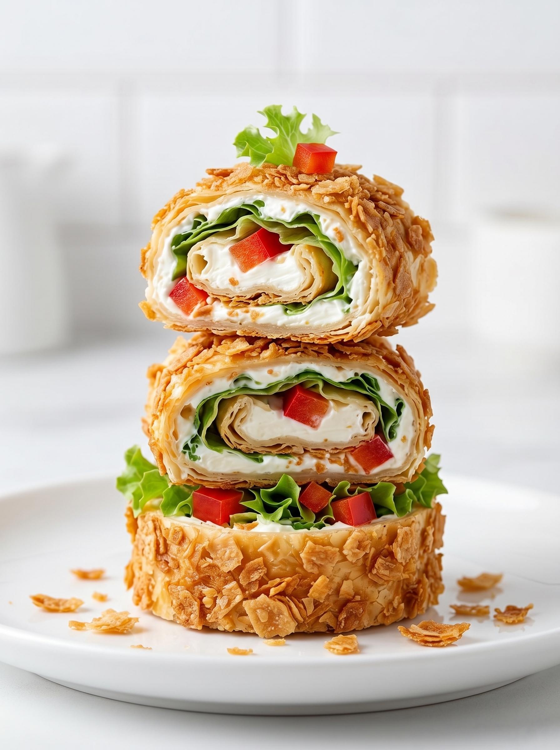 A sandwich with lettuce and tomato on top.