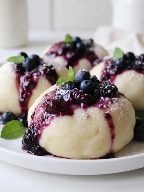 A plate of blueberry filled pastries.