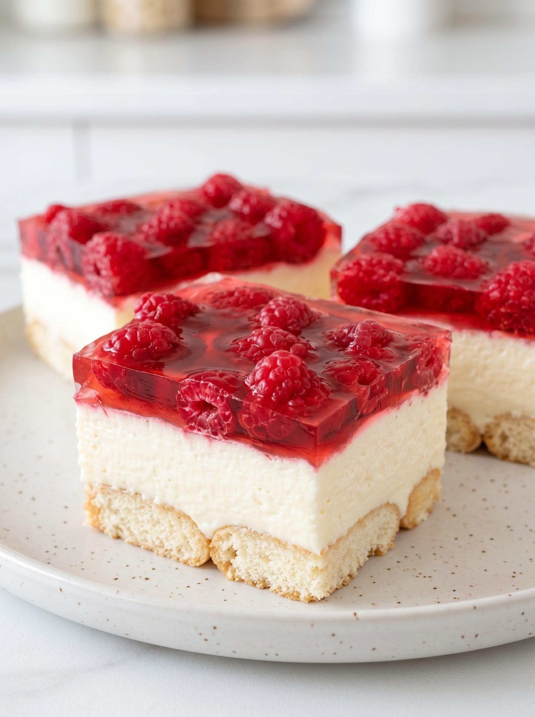 A slice of raspberry cheesecake on a plate.