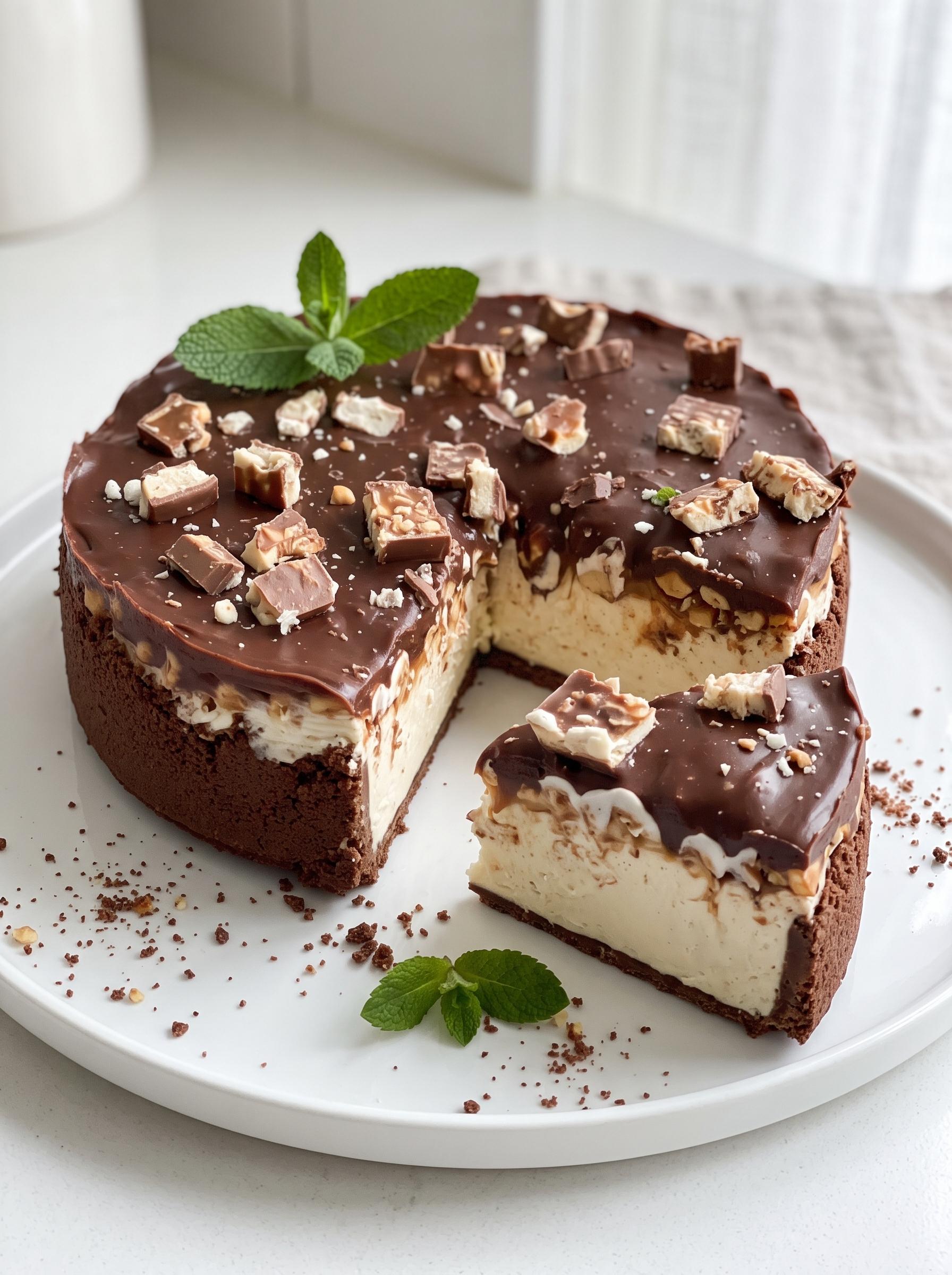 A slice of chocolate cake with a mint leaf on top.