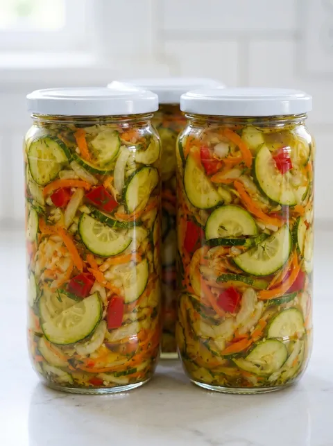 Two jars of pickled cucumbers.