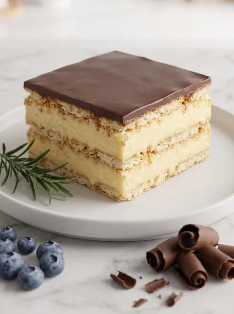 A slice of chocolate cake on a plate.