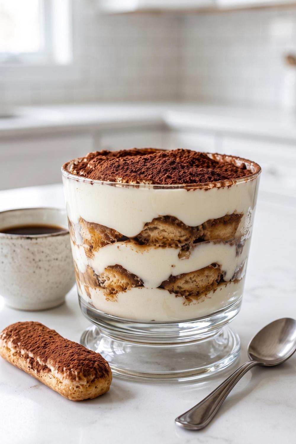 Template of Tiramisu w pucharkach kremowe