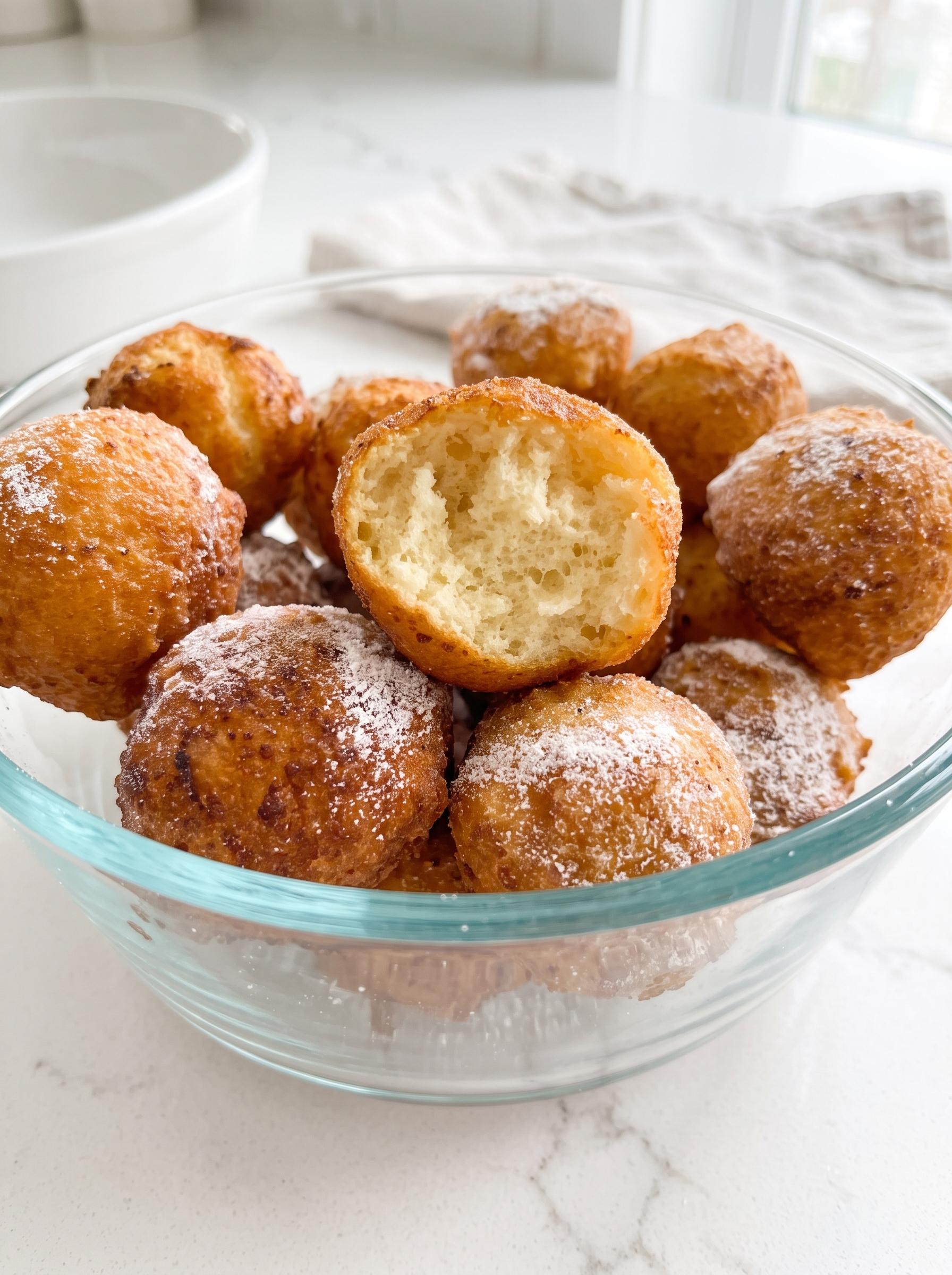 A bowl of pączki serowe.