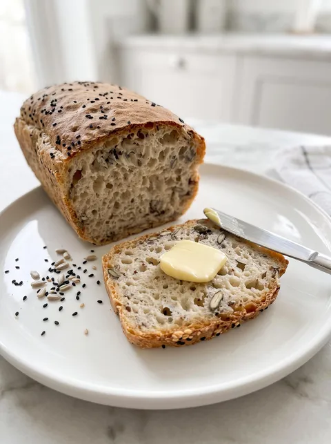 A slice of bread with butter on it.