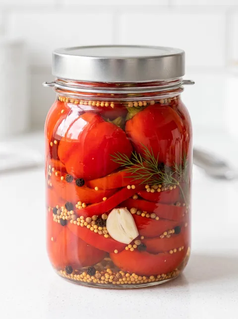 A jar of papryka marynowana na zimę.