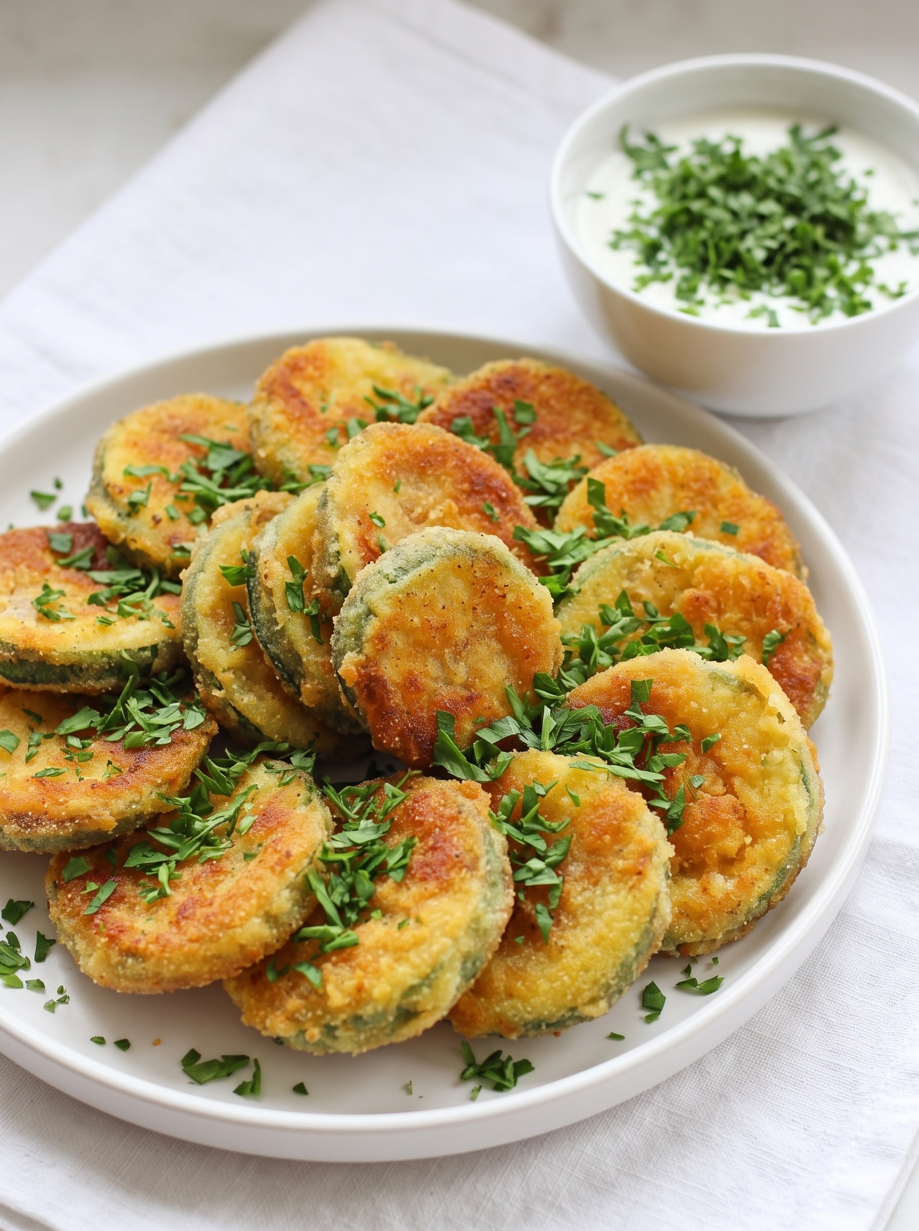 A plate of fried zucchini.