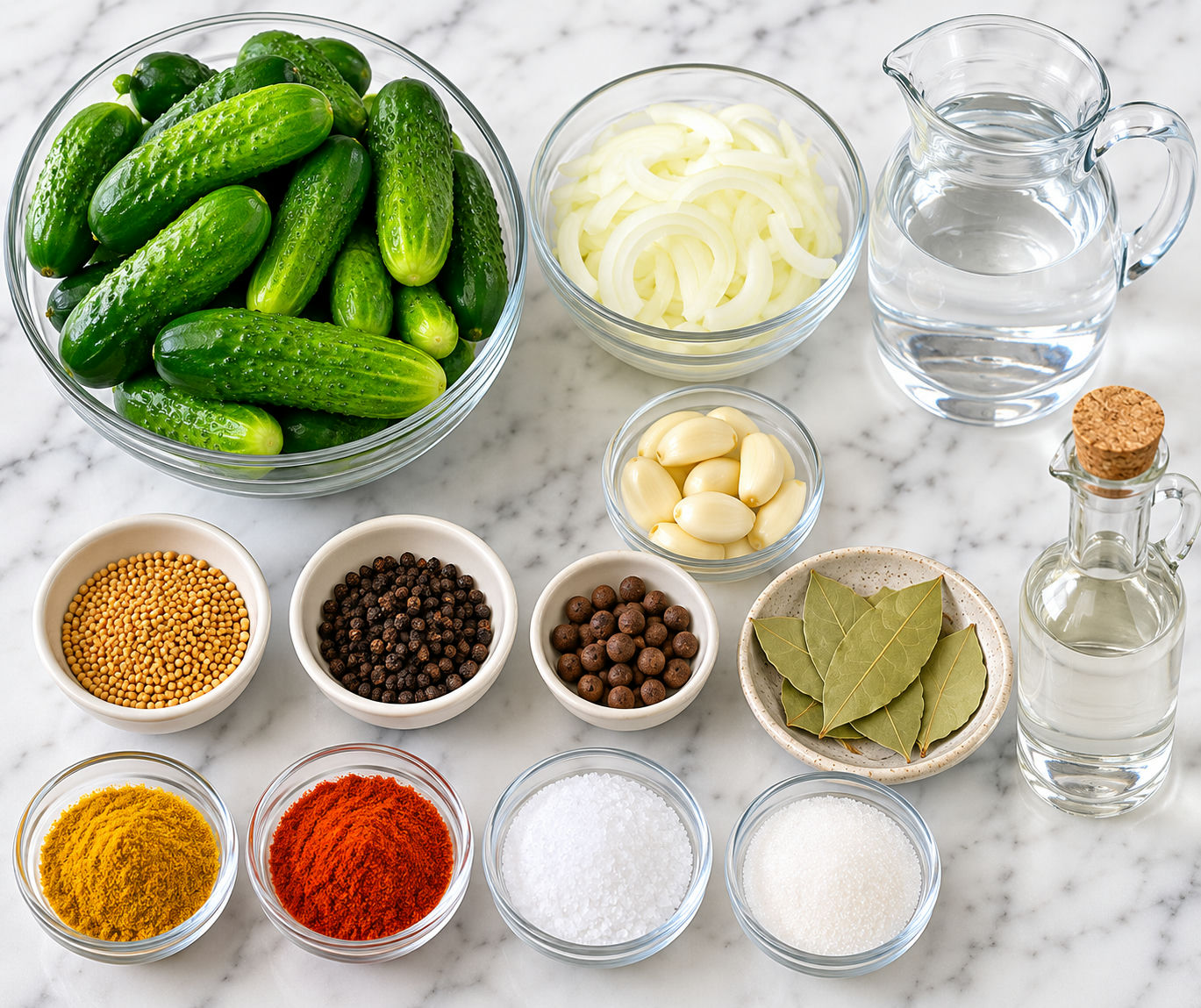 Składniki na ogórki kanapkowe z curry przed przygotowaniem