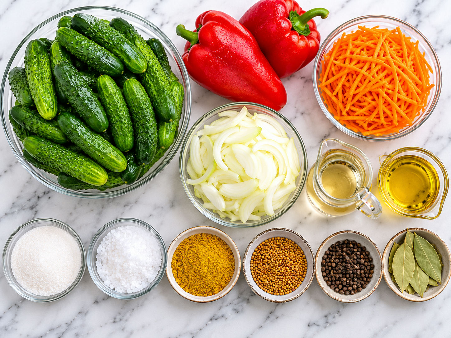 Składniki na sałatkę ogórkową z curry na drewnianym blacie