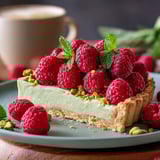 Tarta pistacjowa z malinami