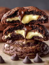 Chocolate cookies with chocolate frosting.