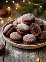 A plate of powidłami covered cookies.