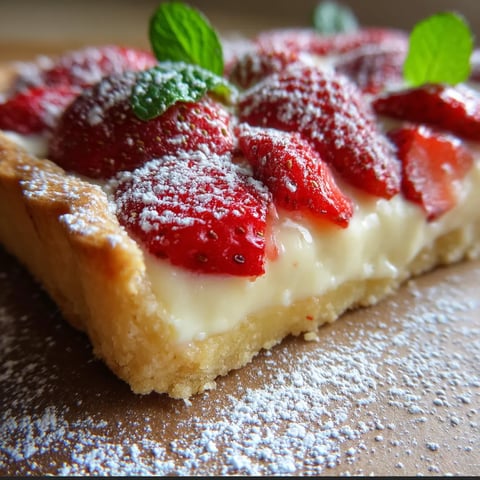 Tarta z kremem waniliowym i truskawkami.