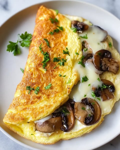 Omlet z Pieczarkami i Mozzarellą