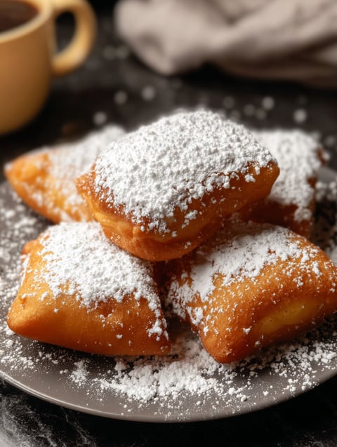 Talerz z waniliowymi francuskimi beignets.