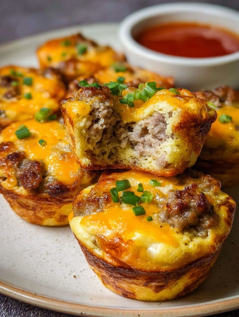 Muffiny z kiełbasą i serem.