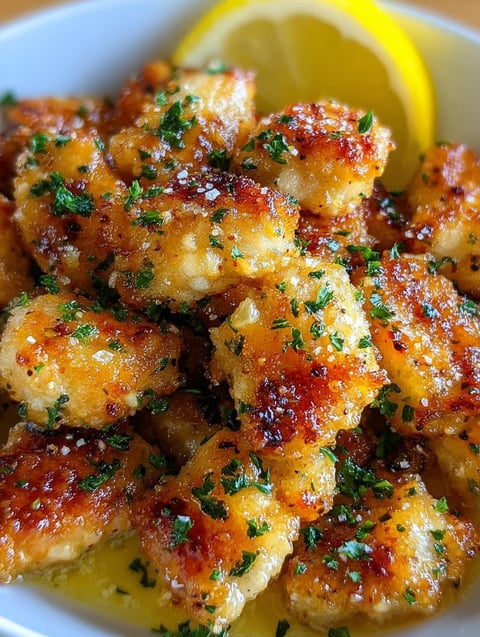 Kawałki kurczaka w cytrynowej marynacie w misce.