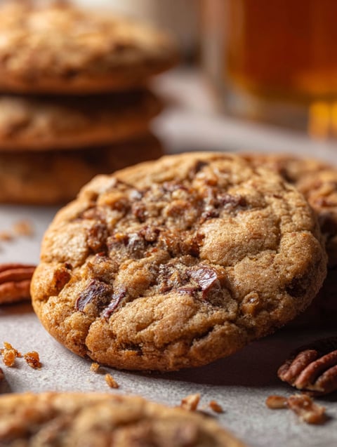 Stos ciastek z bourbonem i toffee.