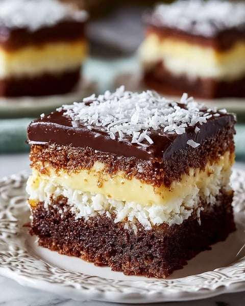 Ciasto Kokosowo Kakaowe z Kremem Budyniowym.