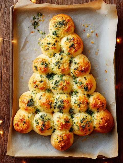 A pizza with a tree on it.