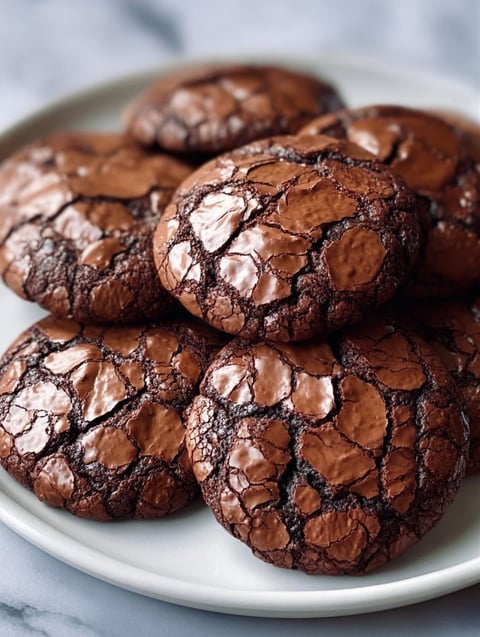 A plate of chocolate cookies.
