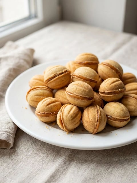 A plate of cookies with a white plate.