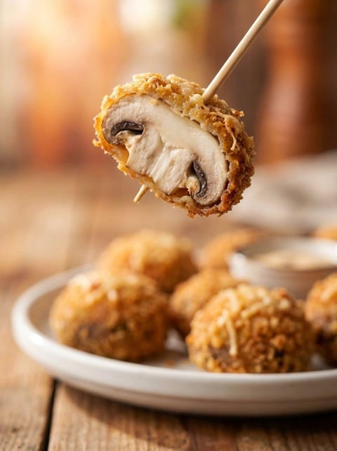 Pieczarki w serowym cieście.