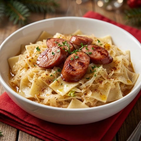 A bowl of pasta with sausage and sauce.