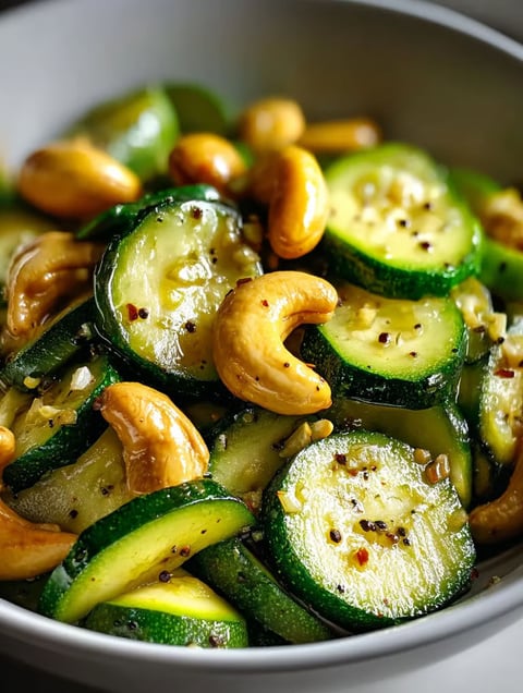 A bowl of food with green vegetables and nuts.