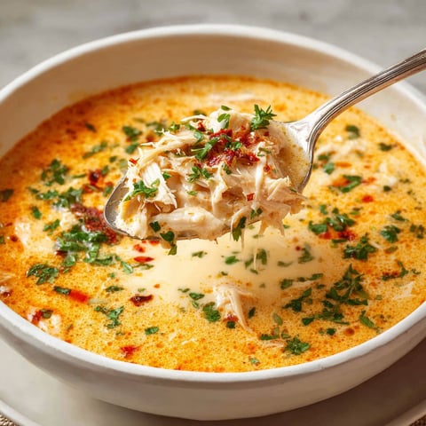 A spoon is in a bowl of soup.