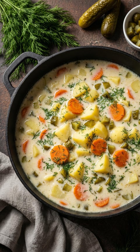 A bowl of soup with carrots and parsley.