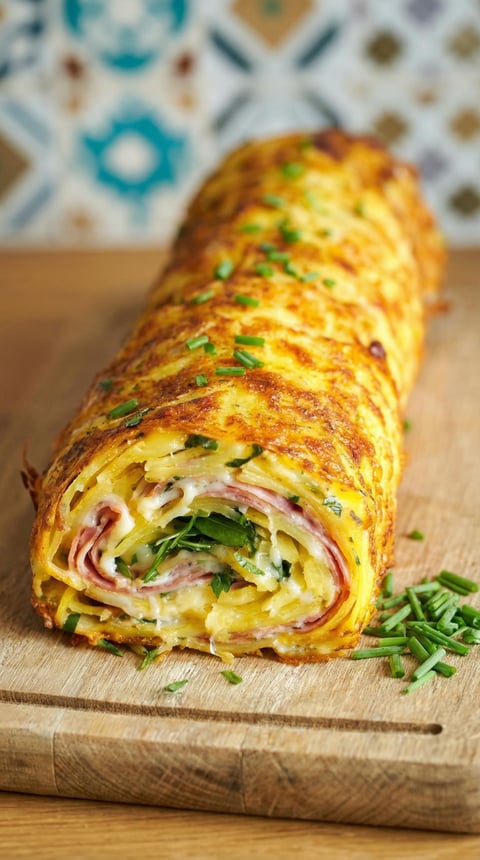 A roll of food with cheese and vegetables.