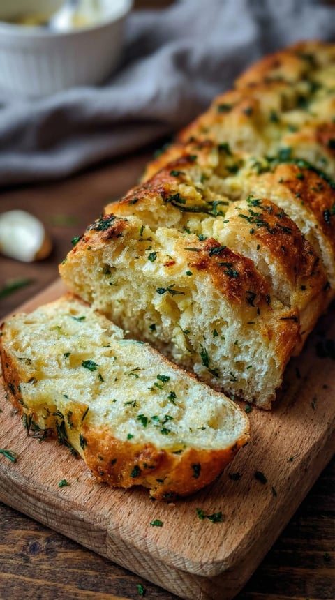 A slice of bread with herbs on it.