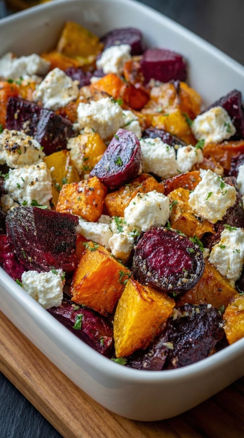 A bowl of vegetables including carrots and feta cheese.